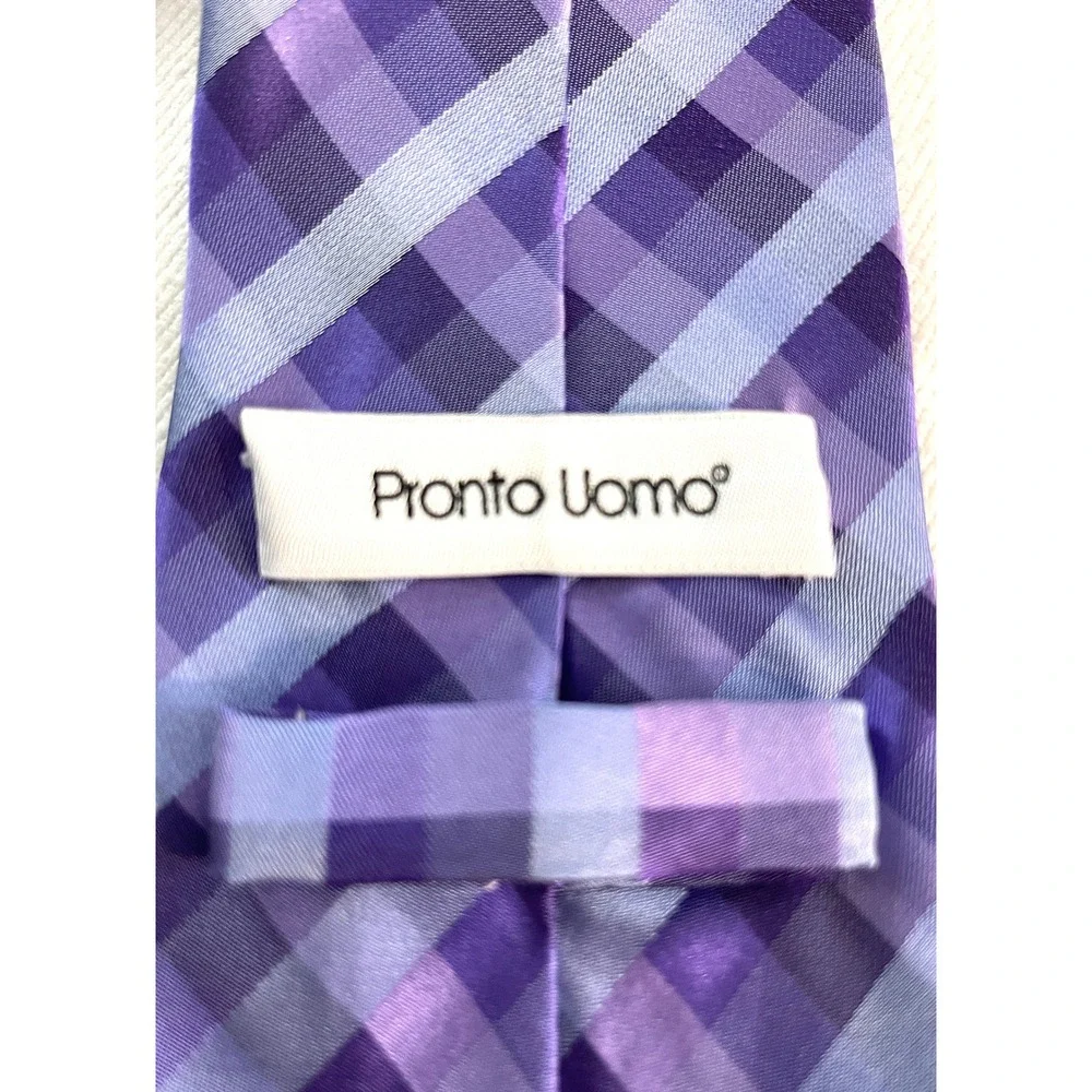 Pronto Uomo Purple Plaid Necktie Woven Dress Tie Career Professional‎